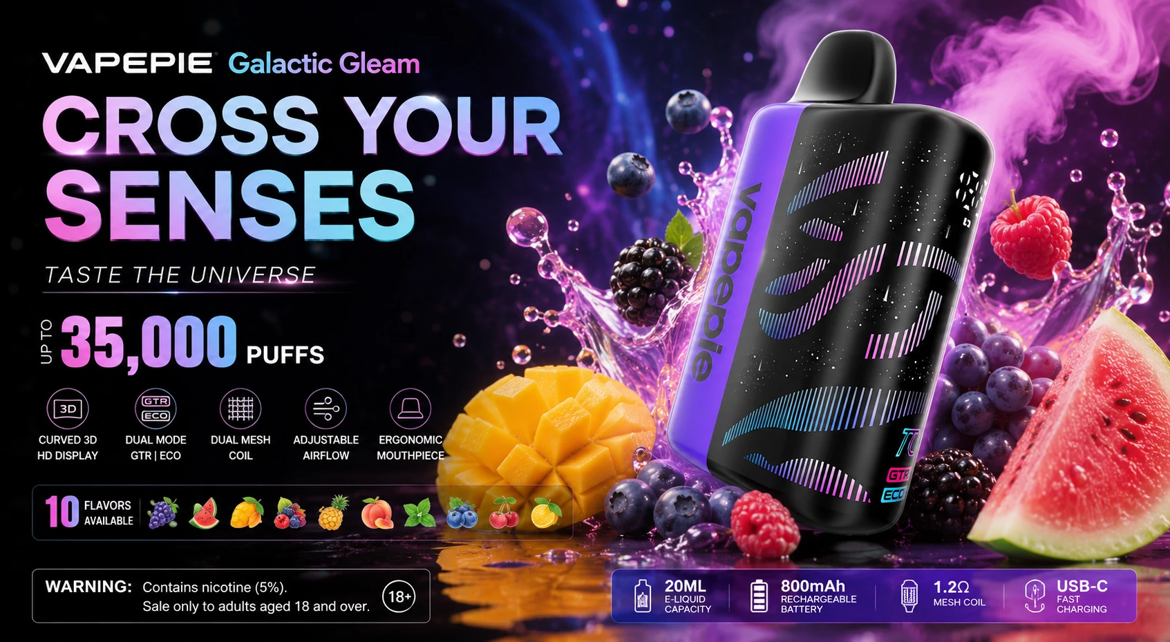 VAPEPIE Galactic Gleam - 35,000 Puffs