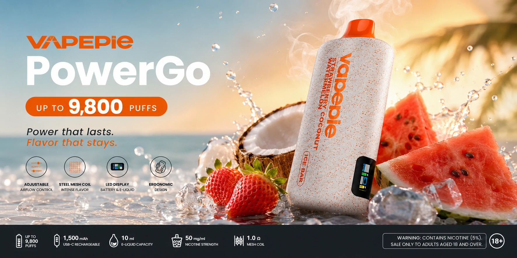 VAPEPIE PowerGo - 9,800 Puffs